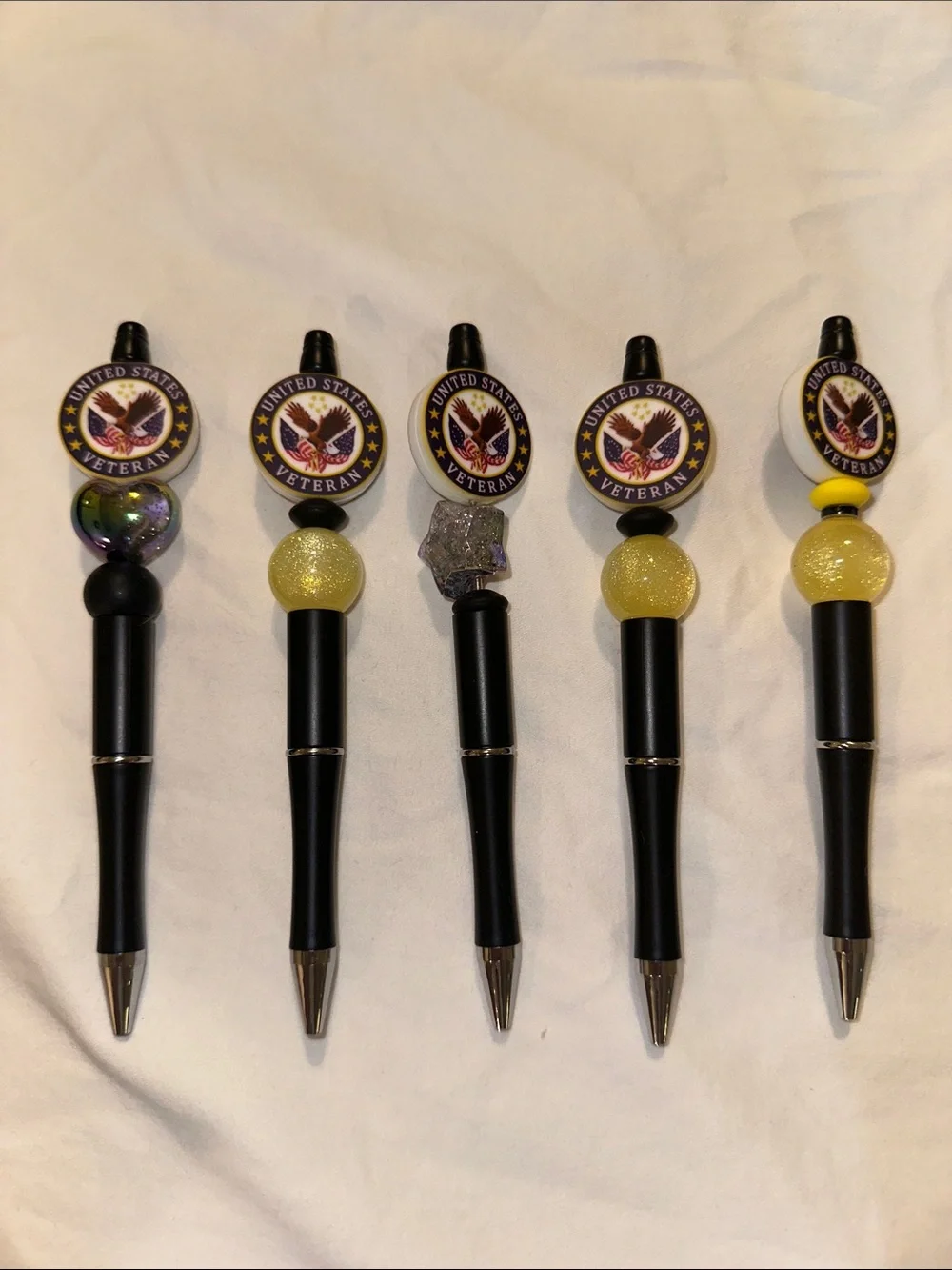 United States Veteran Black Ballpoint Pen with Yellow Accent